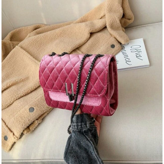 Tas Wanita Clutch Selempang Rantai-Red